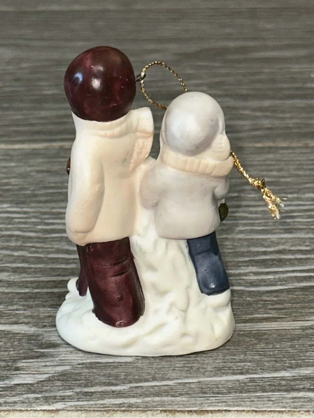Vintage 1987 Claire Burke Christmas Figurine Ornament Winter Tree Hand Painted